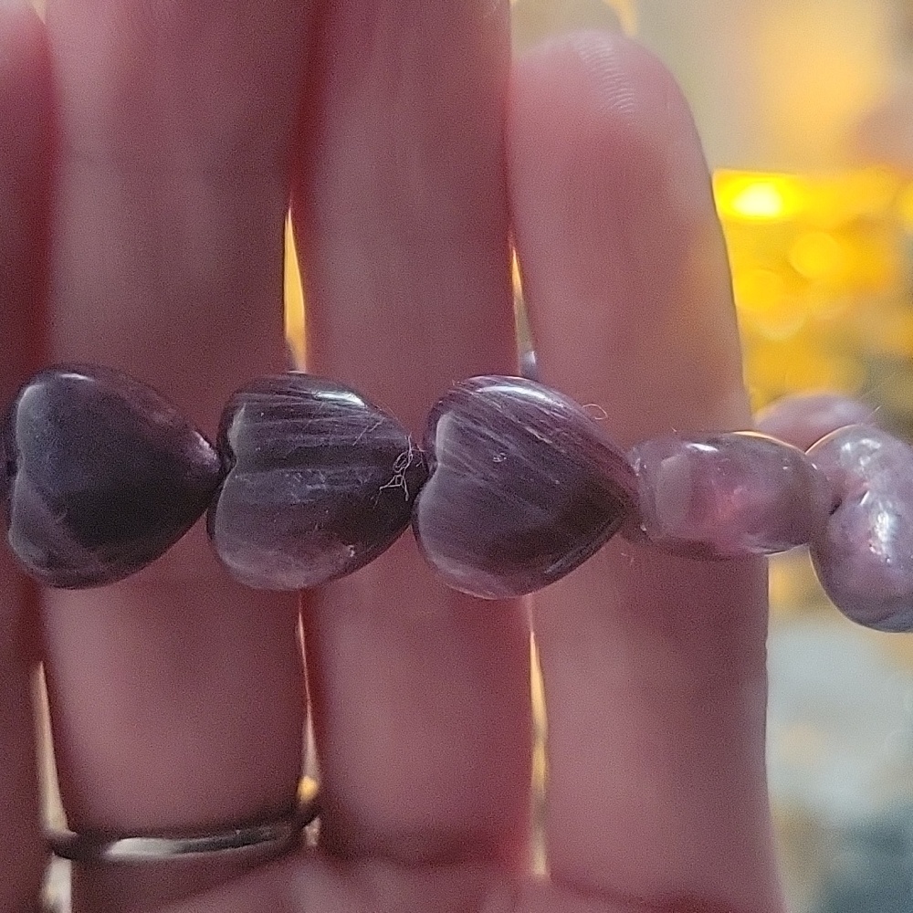 lepidolte heart braclet